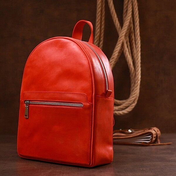 Красный рюкзак кожа винтаж crazy horse кэжуал 716312