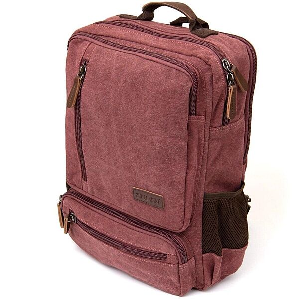 Рюкзак бордовий малиновий для ноутбука 15, документів A4 текстильний два ві
