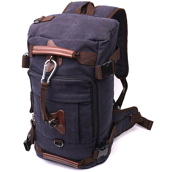 Дорожній чорний рюкзак трансформер сумка-рюкзак текстиль 722157