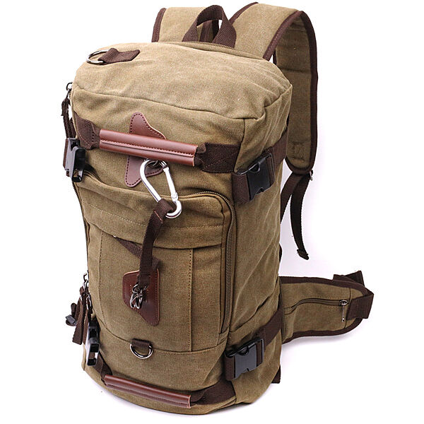 Дорожній світлий бежевий рюкзак трансформер сумка-рюкзак текстиль 722158