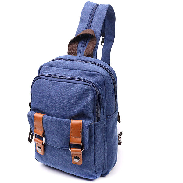 Сумка слінг синій рюкзак одна шлейка тканинний 722165