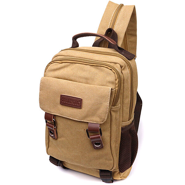 Компактний маленький рюкзак світлий, бежева сумка рюкзак слінг унісекс 722171