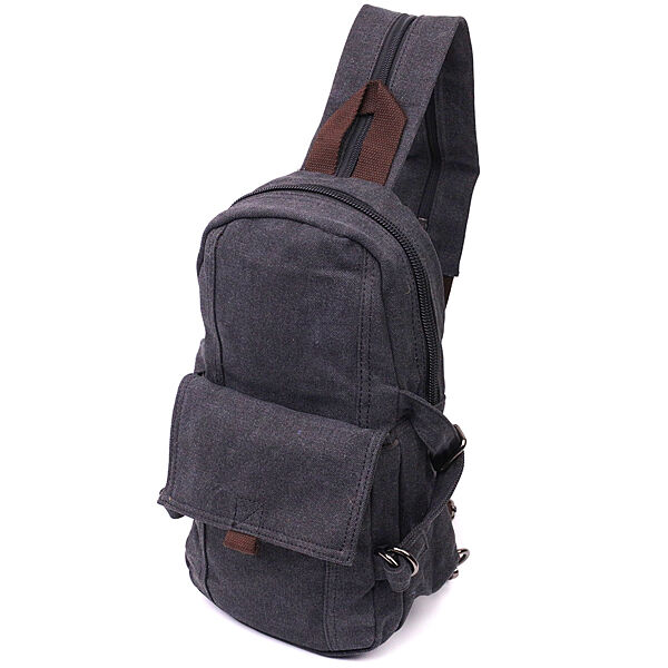 Сумка слінг рюкзак компактний маленький одна лямка чорний текстильний 722179