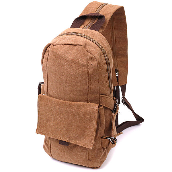 Сумка слінг рюкзак компактний маленький одна лямка світлий пісочний колір текстильний 722180