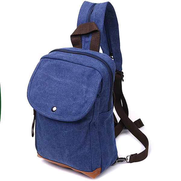 Сумка слінг рюкзак маленький синій чоловічий текстильний чорний 722184