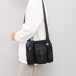 Мужская сумка на плечо через плечо, сумка месенджер стильная черная тканевая 724505A