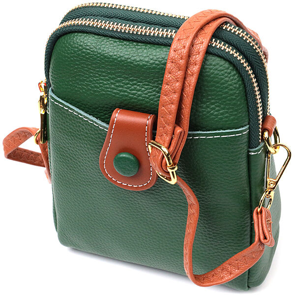 Сумка сумочка зеленая через стильная кожаная кросбоди 722268