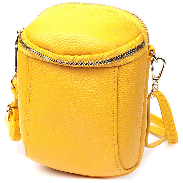 Сумка сумочка через плечо желтая кроссбоди стильная натуральная кожа 722342