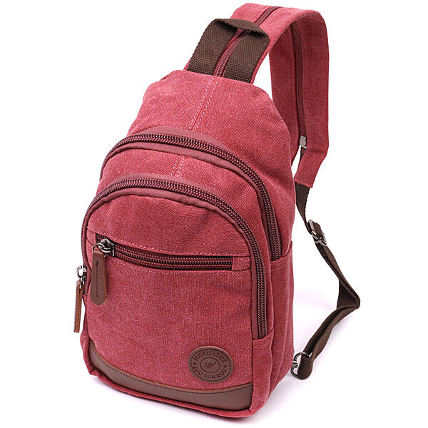 Сумка рюкзак слінг бордовий маленький текстильний 722175