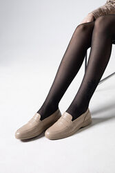 Туфли лоферы женские светлые кожаные бежевые v7-1056-06k
