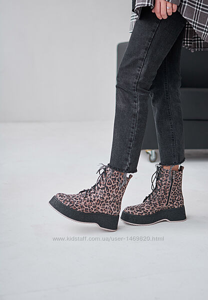 Ботинки леопард демисезон кожа натуральная нубук v7-astr-711