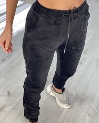 Велюровые спортивные штаны на меху, велюровые джоггеры, теплые штаны р52-58