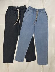 Летние джинсы мом, тонкие джинсы мом, легкие джинсовые штаны р 46-52