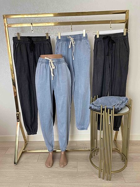 Летние джинсовые джоггеры, легкие джинсовые джоггеры, тонкие джинсы р 46-54