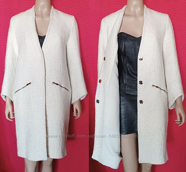Zara basic пальто жіноче біле вовна осінь подовжене