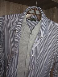 Рубашка комбинированная Zara Man мужская 48