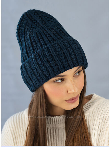 Шапка вязаная женская джинсовый Юна 