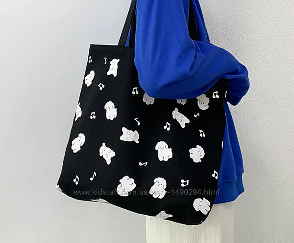 Сумка шоппер женская черная тканевая