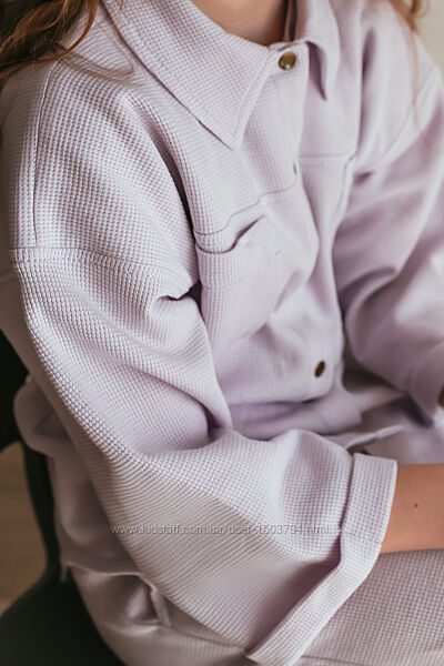 Сорочка жіноча бавовняна на кнопках з трикотажної вафлі