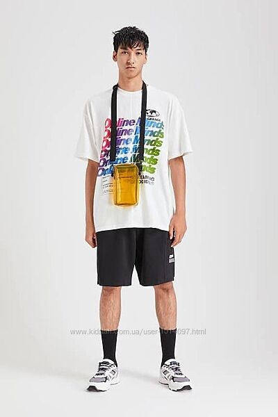 Новая мужская футболка хлопковый белый топ принт с надписью от Pull&Bear