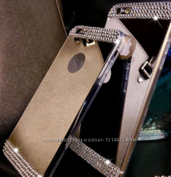 Зеркальный золотой силиконовый чехол с стразами для iphone 6 6S
