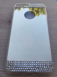 Зеркальный золотой силиконовый чехол с стразами для iphone 7plus 8 plus