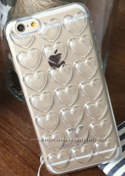 Силиконовый прозрачный чехол с Сердцами для iPhone 7 7S