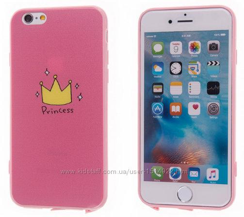 Мягкий Розовый чехол Princess для iPhone  7 8