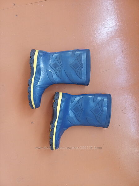 Жовто-блакитні резинові чоботи на дощ 32 розмір