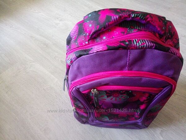 Рюкзак тм Ranec  2 відділеня 3 кармана рожеві метелики 5261 Для подростка