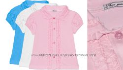 блузка школьная для девочки, синий розовый, белый 110-140р