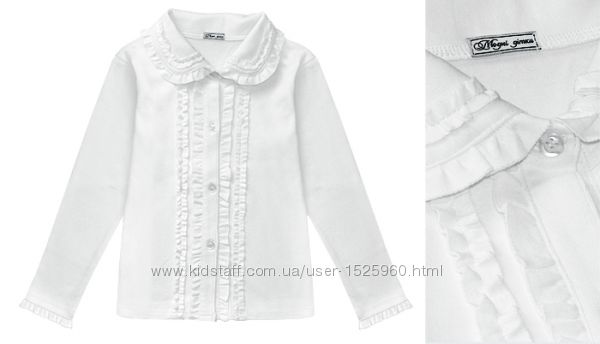 блузка блуза школьная 110-140р, синий, розовый , белый 