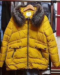 Женская зимняя куртка пуховик meajiateer  50 размер с натуральным мехом 