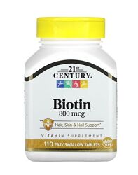 Біотин, 800 мкг, 110 таблеток biotin 21 century