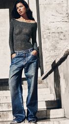 Широкі джинси ZARA з шиммером 38 M wide leg shimmer 