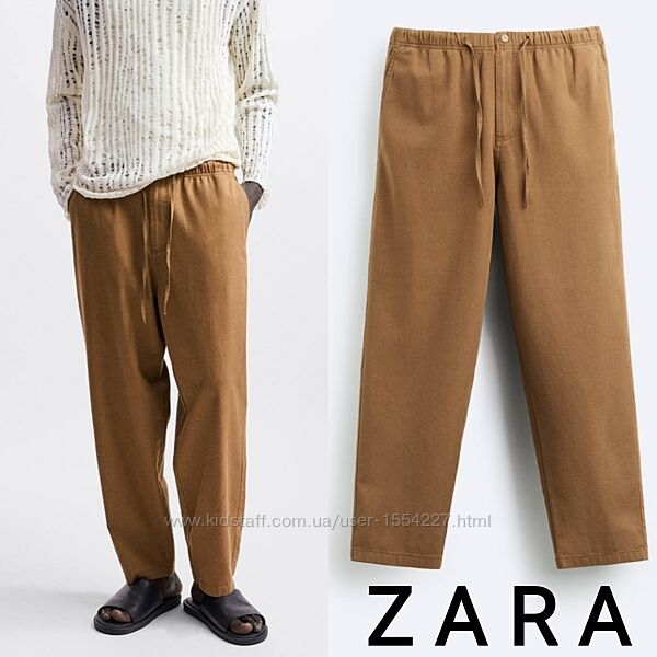 Нові літні штани ZARA на чоловіка 44 46 L XL бавовна льон 
