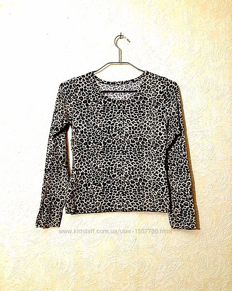 Кофточка стрейчевая леопардовая бежевая-чёрная-коричневая женская футболка