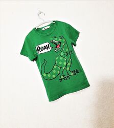 футболка на мальчика 6-8лет зелёная с коротким рукавом рисунок дракон h&m