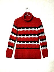 Красивий светр у смужку червоний чорний сірий демі/зима жіночий