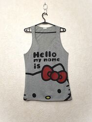 Oysho Іспанія майка сіра з малюнком Hello Kitty літня жіноча бавовна