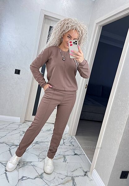 Стильний жіночий класичний костюм 40-54рр зі стрілками кофта та брюки