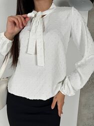 Романтична жіноча блузка 40-54рр з довгими рукавами на завязці кольори