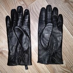 Перчатки женские L-XL размер кожаные утепленные черные