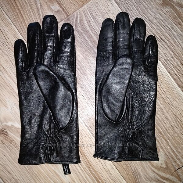 Перчатки женские L-XL размер кожаные утепленные черные