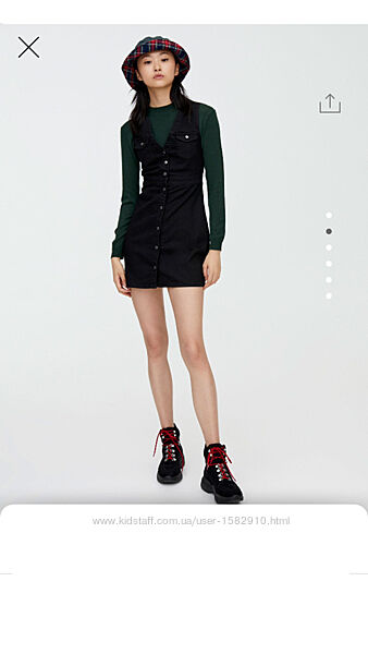 Черное Джинсовое платье сарафан pull&bear xs s