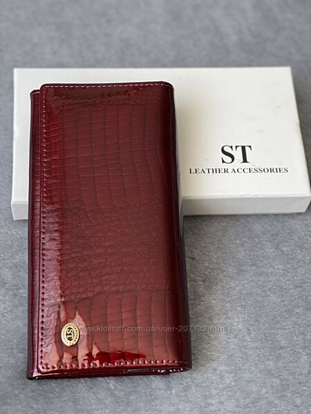 Шкіряний жіночий бордовий гаманець ST S1001A