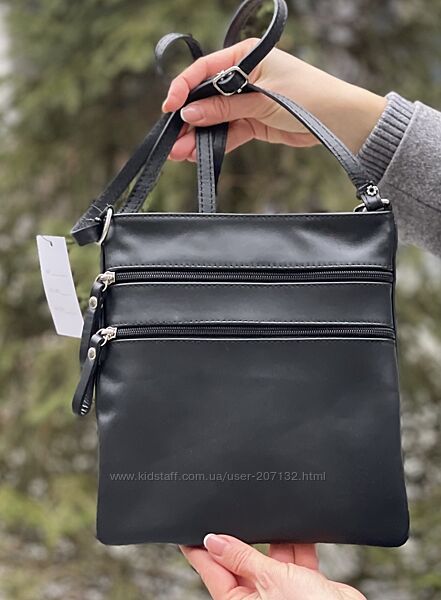 Шкіряна чорна сумка-планшетка Tamara, Італія