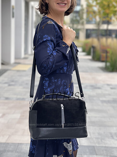 Шкіряна жіноча сумка на 2 відділення, кольори в асортименті