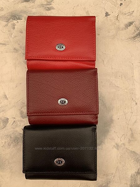Шкіряний маленький гаманець ST 440, чорний, бордовий і червоний