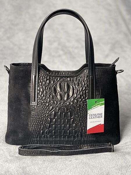 Замшева сумка Maurine з принтом під кроко, Італія, кольори в асортименті